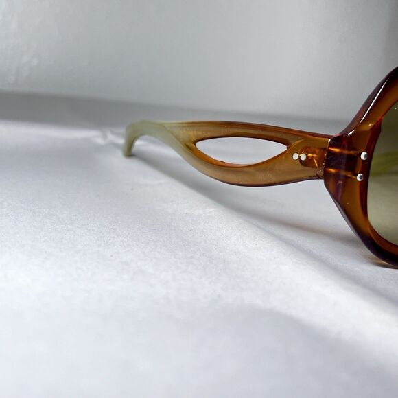 Iconic Vintage 70s Ted Lapidus France Brown & Gold Oversized Women's Sunglasses - Picture 6 of 12